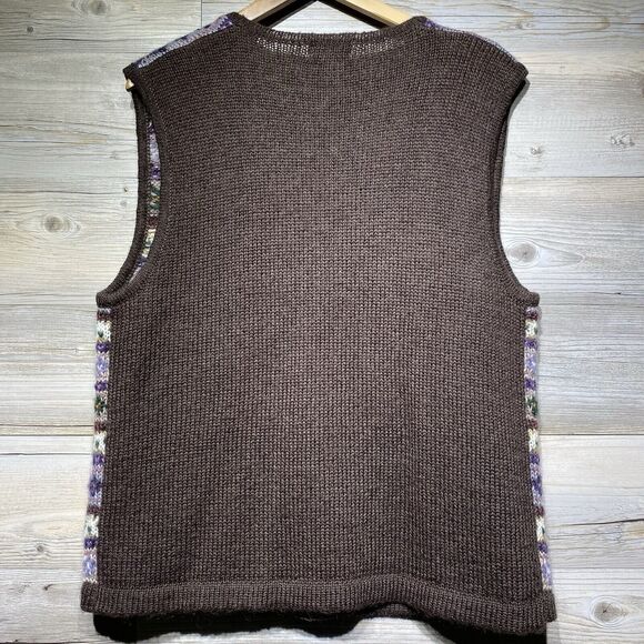 Vintage 90s Koret Fair Isle Sweater Vest Zip-Up Women’s Medium Mohair Blend - Picture 2 of 8